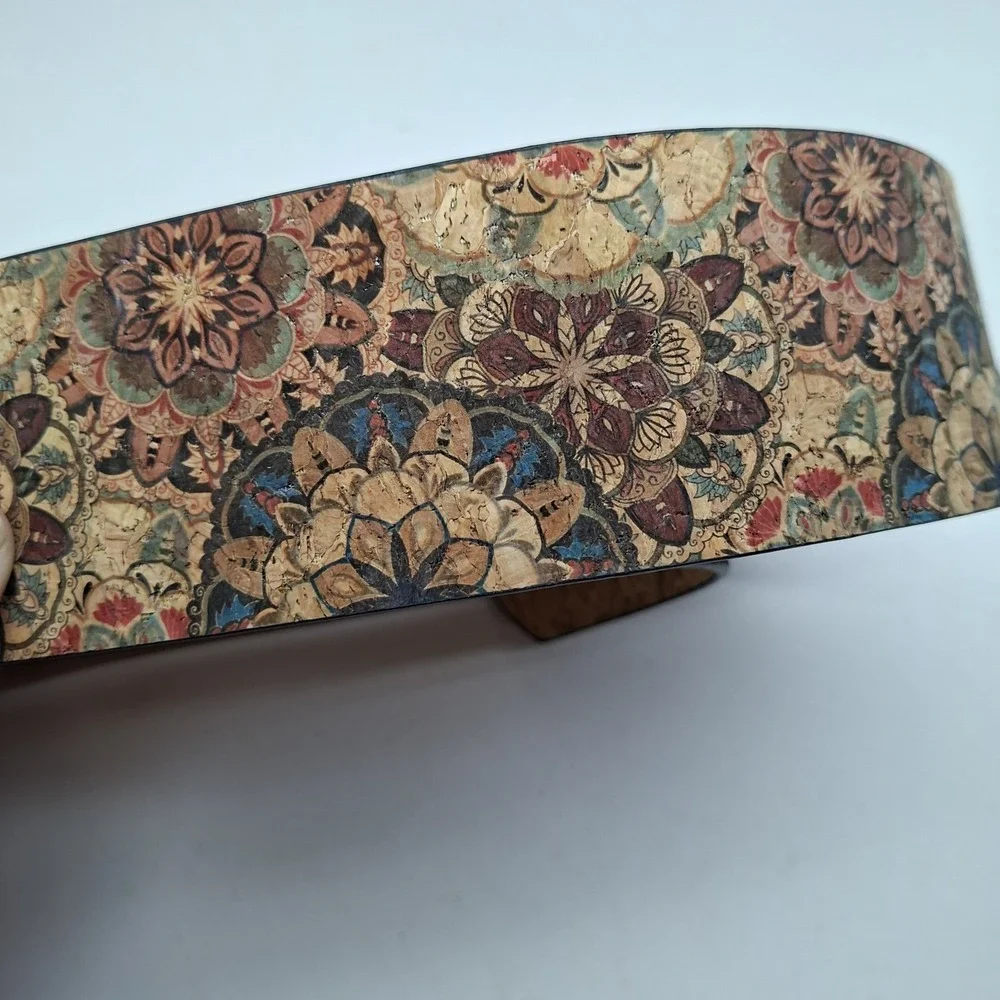 Boho Belt Brown Vintage Bohemian‎ style Buckle Belt Wide Cork Floral 44